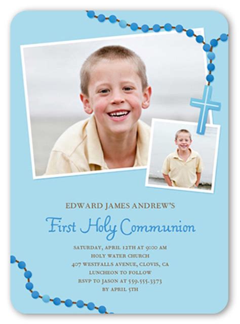 Prayer Beads Boy Communion Invitation | Shutterfly