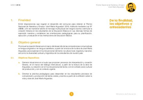 Premio Nacional de Narrativa y Ensayo “José María Arguedas” BASES 20…