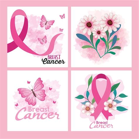 Premium Vector | Frames set of breast cancer awareness design, campaign ...