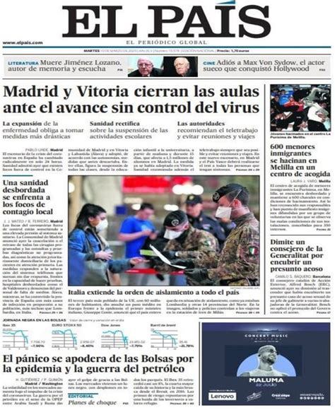 Prensa hoy: Portadas de los periódicos del 10 de marzo del ...