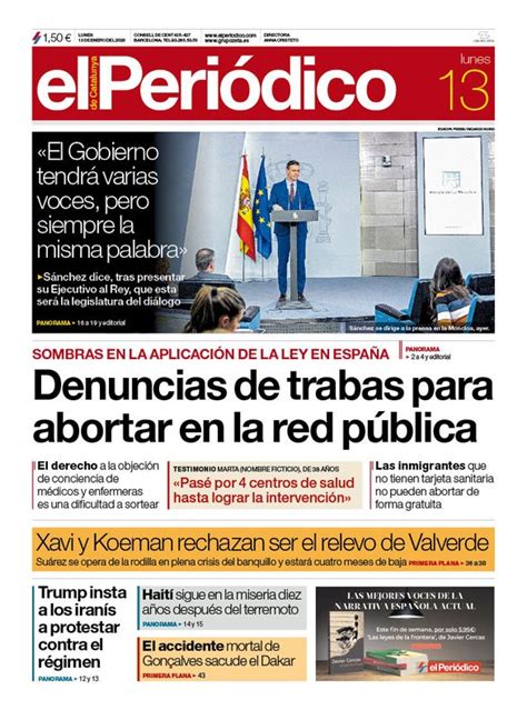 Prensa hoy: Portadas de los periódicos del 13 de enero del 2020