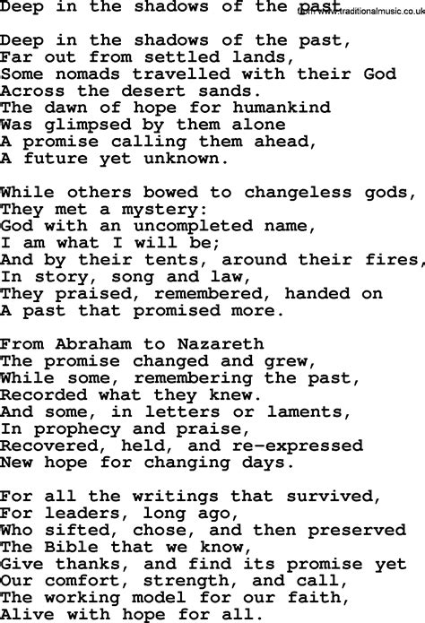 Presbyterian Hymn: Deep In The Shadows Of The Past ...