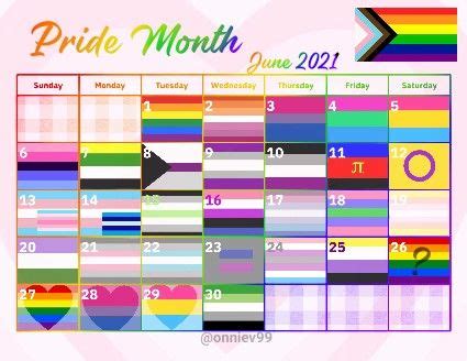 Pride Month Calendar 2021 en 2021 | Meses calendario ...