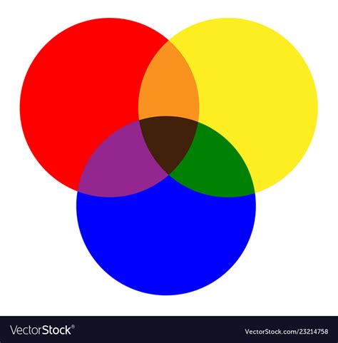 Primary colors red yellow blue and mixing Vector Image