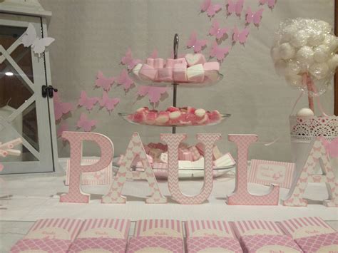 Primera Comunión: mesa dulce rosa y mariposas...   En un ...
