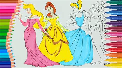 Princesas de pintar | Cómo dibujar y colorear | Dibujos ...