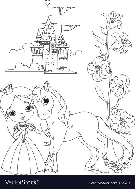 Princess and unicorn vector image on | Páginas para ...