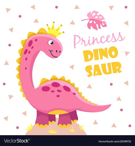 Princess dinosaur cute pink girl dino bachild Vector Image
