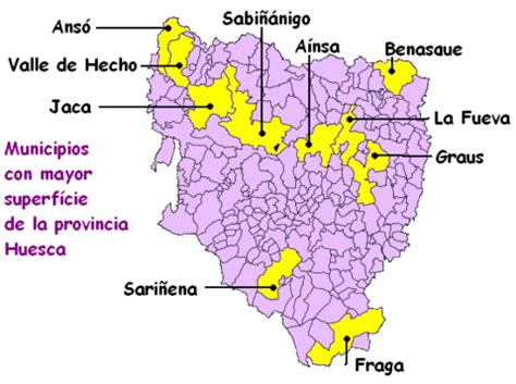 Principales municipios por extensión de la provincia de Huesca | Gifex