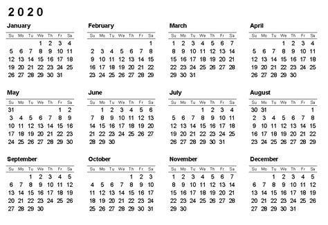 Printable 2020 12 Months Blank Calendar | Printable ...