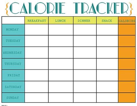 Printable Calorie Tracker Chart | free printable calorie ...