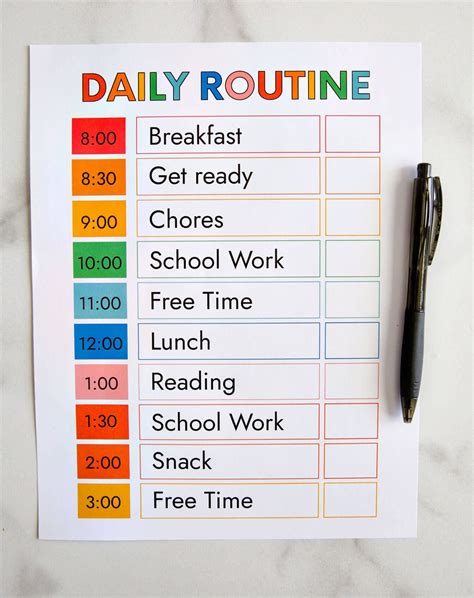 PRINTABLE DAILY ROUTINE | Daily schedule template ...