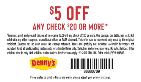Printable Dennys Coupon 2019 20% Off | Free Printable ...
