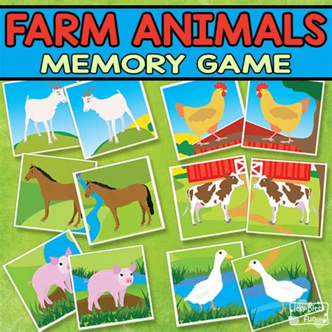 Printable Farm Animals Memory Game   itsybitsyfun.com