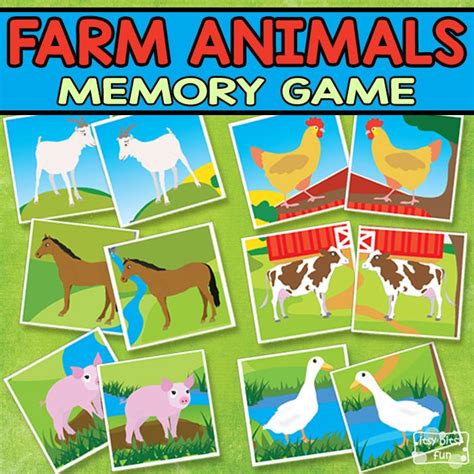 Printable Farm Animals Memory Game | Memory games, Farm animals, Farm ...