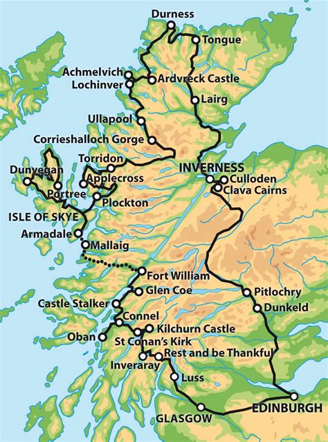 Private 7 Day Tour   The Complete Tour of Scotland map ...