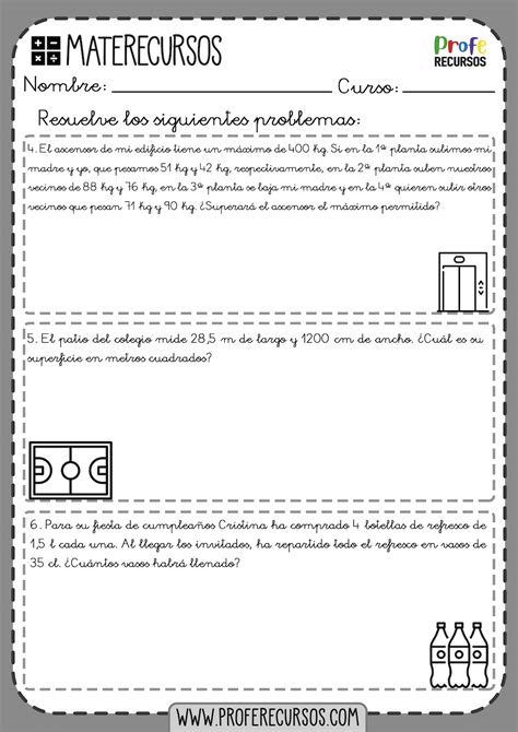 Problemas de mates 5º Primaria   Profe Recursos