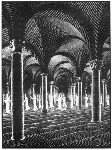 Procession in Crypt   M.C. Escher  WikiArt.org | Mc escher ...
