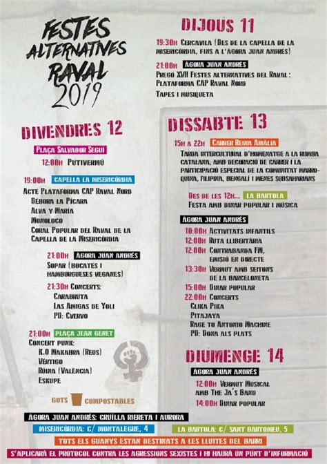 Programa de les XVII Festes Alternatives i Populars del Raval. – El Lokal