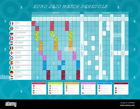 Programa de partidos del campeonato de fútbol de la Eurocopa 2020 con ...