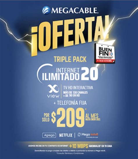 Promociones Buen Fin 2020 Megacable: triple pack buen fin: 20 megas de ...