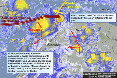 Pronóstico para Colombia, jueves 28 de agosto de 2014 • Canal Clima