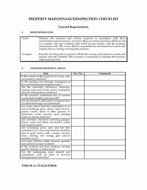 Property Management Maintenance Checklist Template Best Of Property ...