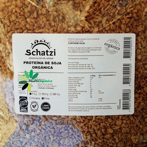 Proteína de soja orgánica texturizada fina Schatzi x 1 kg   MultiOrgánica