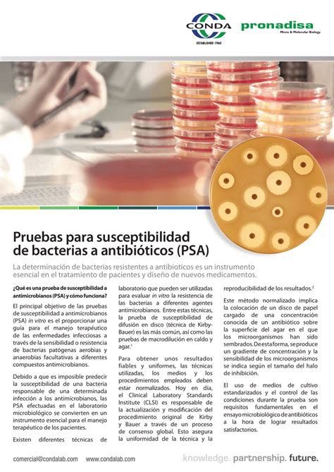 Pruebas para susceptibilidad de bacterias a antibióticos  PSA