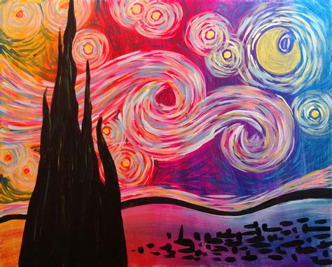 Psychedelic Starry Night   Pinot s Palette Painting
