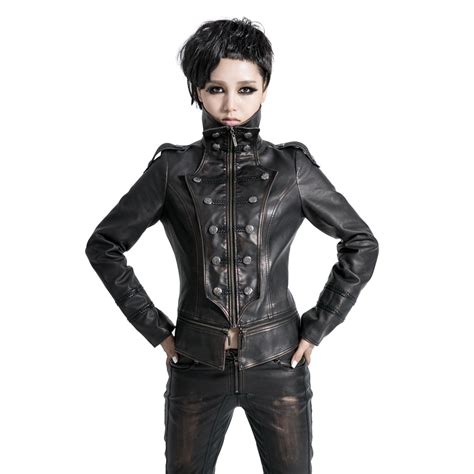 Punk gothic clothing punk military dovetail women leather ...