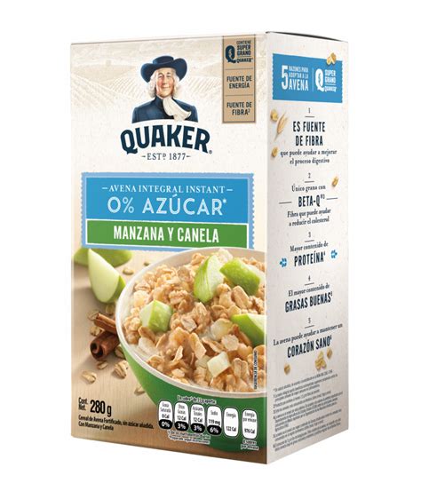 Quaker Avena Instant Manzana Canela 0% Azúcar | Quaker Mexico