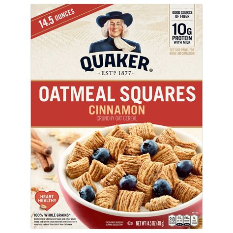 Quaker Cinnamon Oatmeal Squares Cereal   Shop Cereal at H E B