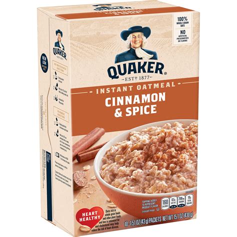 Quaker Instant Oatmeal, Cinnamon & Spice, 10 Packets ...