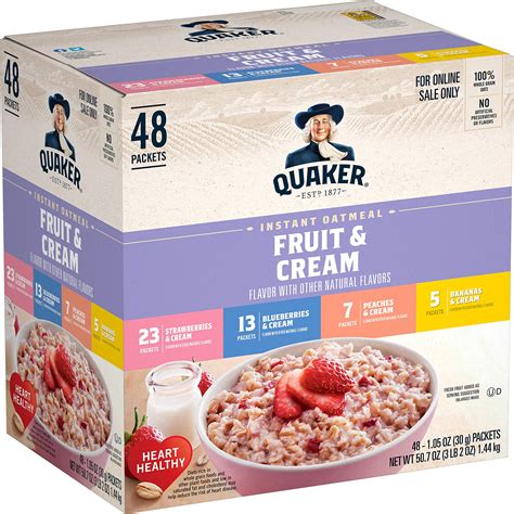 Quaker Instant Oatmeal, Fruit and Cream 4 Flavor Variety ...