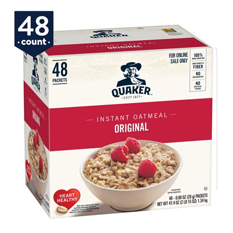 Quaker Instant Oatmeal, Original, Individual Packets, 48 ...