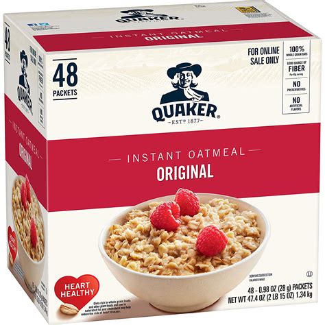Quaker Instant Oatmeal, Original, Individual Packets, 48 ...