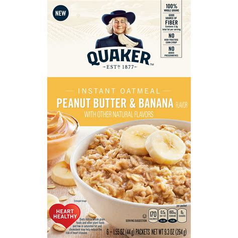 Quaker Instant Oatmeal, Peanut Butter & Banana Flavor, 6 ...
