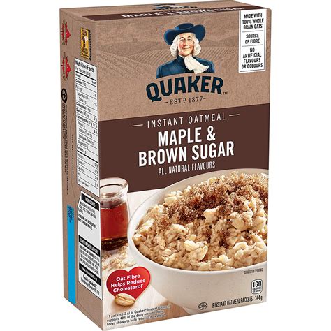 Quaker Instant Oats Maple and Brown Sugar Oatmeal 8ct 344g ...