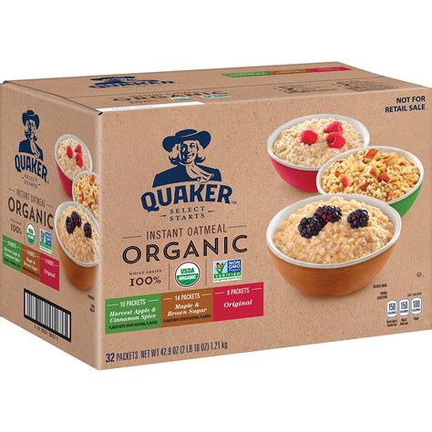 Quaker Organic Instant Oatmeal, Variety Pack, 32 Count | eBay
