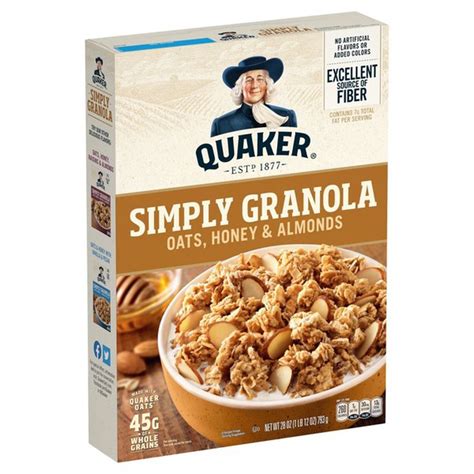 Quaker Simply Granola Oats/Honey/Almond Cereal  28 oz ...