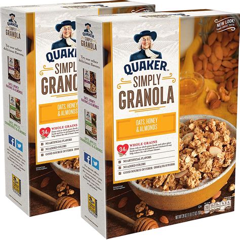 Quaker Simply Granola Oats Honey Almonds, Breakfast Cereal ...