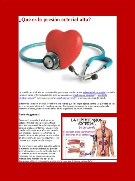 Qué es la presión arterial alta.pdf | Presión sanguínea ...