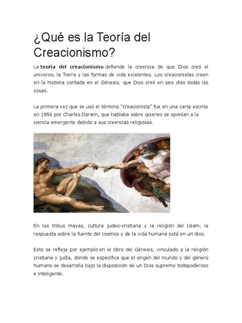 Qué Es La Teoría Del Creacionismo