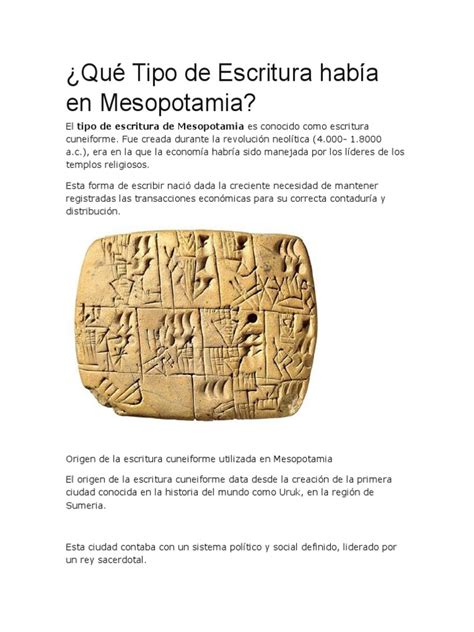 ¿Qué Tipo de Escritura había en Mesopotamia? | Cuneiforme | Escritura