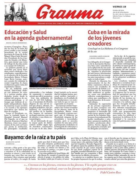 Qué trae la prensa cubana, viernes 19 de octubre de 2018 ...