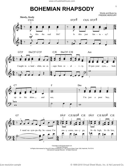 Queen bohemian rhapsody piano sheet music pdf free ...