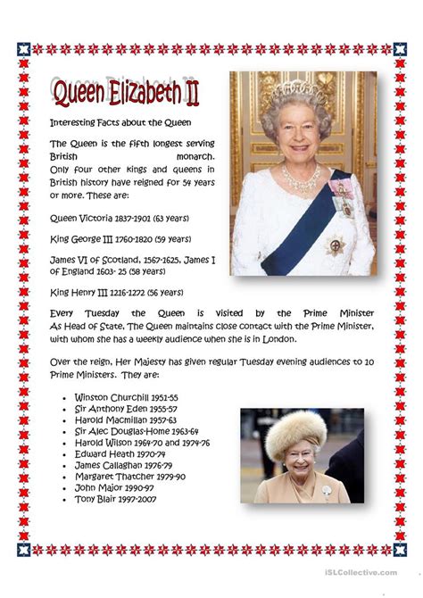 Queen Elizabeth II worksheet   Free ESL printable ...