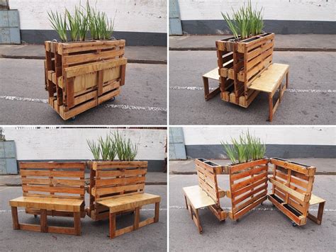 r1 recycles wooden pallets into interlocking mobile benches