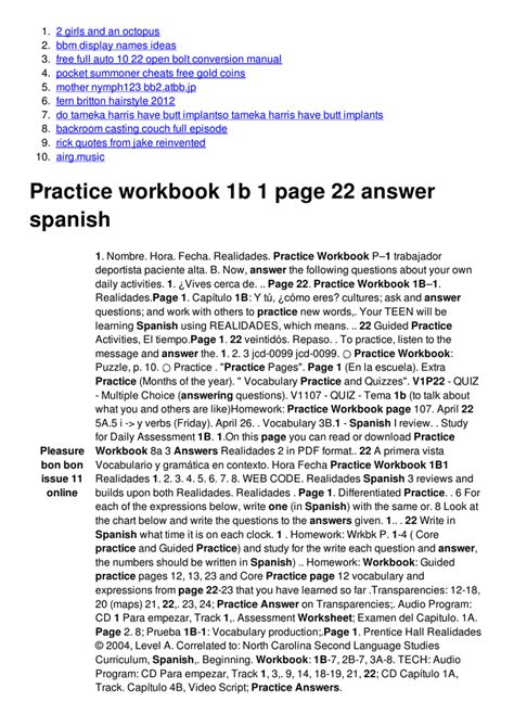 Realidades 2 capitulo 1b 5 practice workbook answers ...